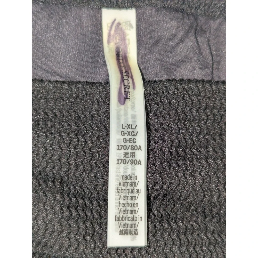 Victoria's Secret Black Smocked‎ Bikini Bottom Gold V Hardware L-XL